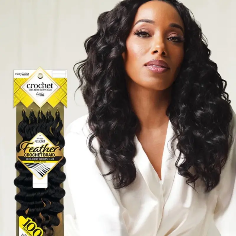 Zury Hollywood Feather Crochet Braid - OCEAN 18" - 100% Remy Human Hair