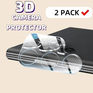 3PACK 3D Full Glue Around Strong Adsorption Films Sticker Rear Camera Lens Suitable For Samsung S 25 25FE 25EDGE S25 S25Plus Plus S25+ S25Ultra Clear transparent Tempered Glass Clear Protector Film Protection
