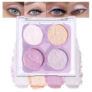 4 Color Light Purple Glitter Eyeshadow Palette – Shimmer Metallic Shades for Sparkling Eye Makeup, Long-Lasting & Highly Pigmented, Vegan & Cruelty-Free Iridescent Lavender eye shadow