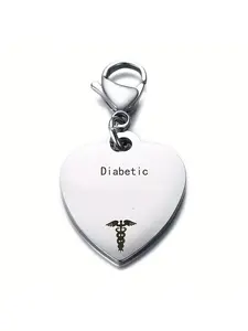 Stainless Steel Heart Shape Creative Medical Id Pendant Keyring Metal Keychains For Men, Diabetic, Epilepsy, Blood Thinner, COPD, Pacemaker, Heart Disease, Allergy Type 1 Type 2 Diabetes Keychain For Men, Ideal choice for Gifts