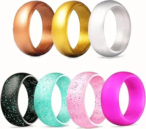 Summer Spring Gift Silicone Ring Women Rubber Wedding Bands for her 5.7mm Wide,2mm Thick