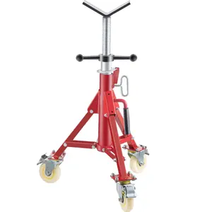 Father's Day Gift VEVOR Pipe Stand, Pipe Jack Stand, V Head Pipe Stand Adjustable Height 23.6-42.5 Inch, Pipe Jack Stands with Casters 882 LB, Folding Portable Pipe Stands 1/8-12 Inch Pipe Supporting, Steel Jack Stand