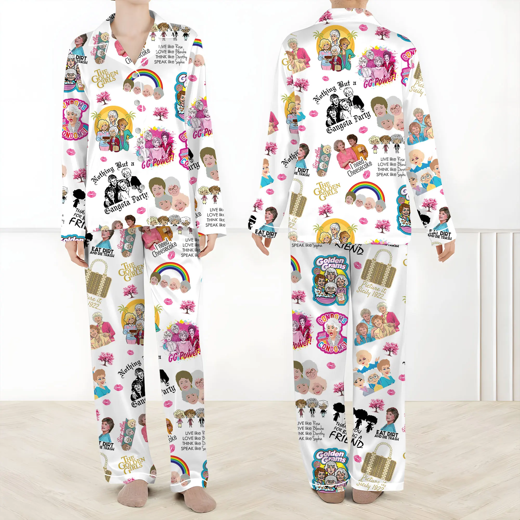Golden Girl Satin Pajamas Set, Stay Golden Women Pajamas, 80s Tv Sitcom Shorts Pajamas, The Golden Girls Fan Shirt, Movie Lover Gifts