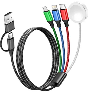 Essential Travel Trio Set, 3-In-1 USB-C Charging Cable for Apple Watch & iPhone 16, Lightning Interface, Type C Charging, Camping Must-Have Accessories