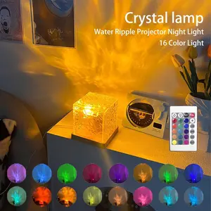 Dynamic Rotating Water Ripple Projector - 16 Color Options, Remote Control, USB Powered - Charging, Acrylic moon night