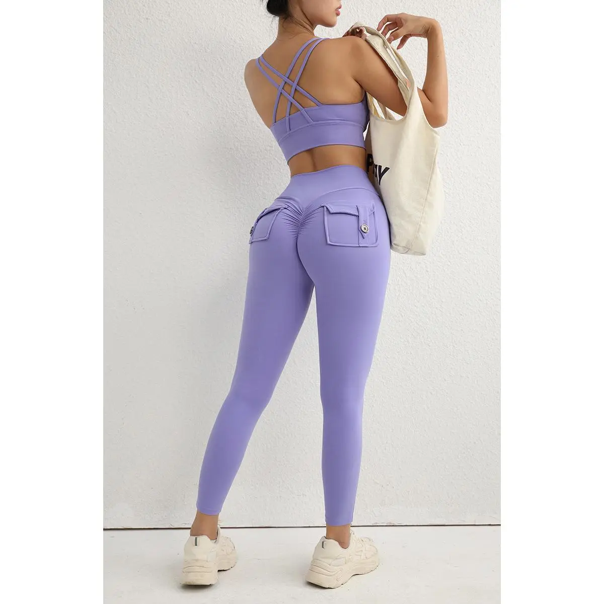 ALPINEA High Waisted Soft Workout Leggings Women's Butter-Soft Utility Slim-Fit Buttoned High-Waist Butt-Lifting Yoga Pants - Pocketed Peach Hip Workout Leggings for Pilates modest gym outfits