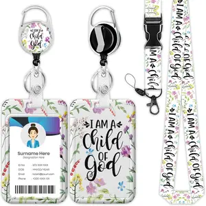 I Am a  of God  Verse Lanyard for ID Badge Holder, Retractable Reel Clip Heavy Duty ID Card Holder with Lanyard for Nurse Teacher Office Women Men