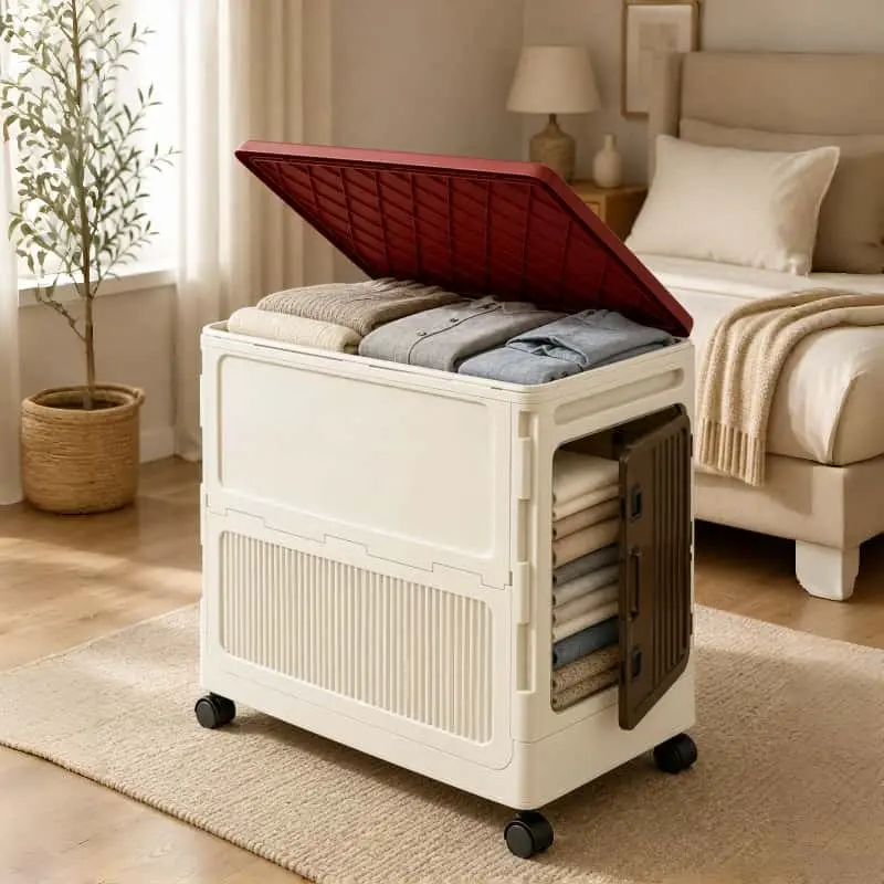 Home large-space storage box; Storage cabinet with wheels, foldable and spliced large folding clothing storage box; Storage container with lid and wheels for wardrobe organization