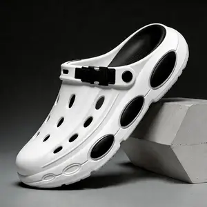 Men’s outdoor breathable slip-on shoes—thick sole for lightweight comfort, summer casual footwear, EVA wrapped toe box, soft sole.