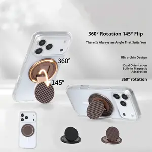 360° rotating decompression carbon aramid fiber foldable ultra-thin creative strong magnetic suction mobile phone holder handheld ring Magsafe universal gift portable travel anti-fall