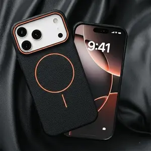 Premium Fashion Magnetic Leather Case for iPhone 17/16/15/14 Plus/13/12 Mini/11 Pro Max, Compatible with MagSafe Compatible Wireless Charging Shockproof Cover with Camera Protection, Luxury Minimalist Phone Cases