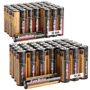 #JumpstartSale EverBrite 64-count High Performance Alkaline Battery, 32-Pack AAA Alkaline Battery and 32-Pack AA Alkaline Battery, Triple A Batteries and Double A Batteries Household and Office Devices
