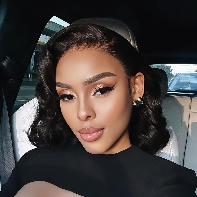 New Fashion 13x4 HD Lace Closure Bob Human Hair Wig - Loose Wave 10 Inch Natural Look Wig for, 150% Density Bob Cut Wigs with Breathable Lace Frontal, Lace Front Wig, Realistic Hairpiece