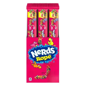 Nerds Rope Candy Rainbow 0.92 Ounce Pack of 24 USA Made Chewy Crunchy Gummy Center Tiny Tangy Crunchy Snack Time Treat Sweet Bonbon