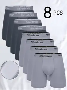 Men's Solid Color Briefs, Comfortable Square Leg Design, Perfect for Sports & Daily Wear, Teenage Boys' Ideal Choice, Pack of 8, Comfy Briefs