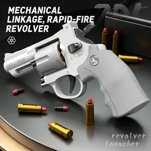 Parent-Child Bonding Toy ZP5 Safe Foam Revolver Blaster for Kids Mechanical Linkage Rapid-Fire Revolver Launcher