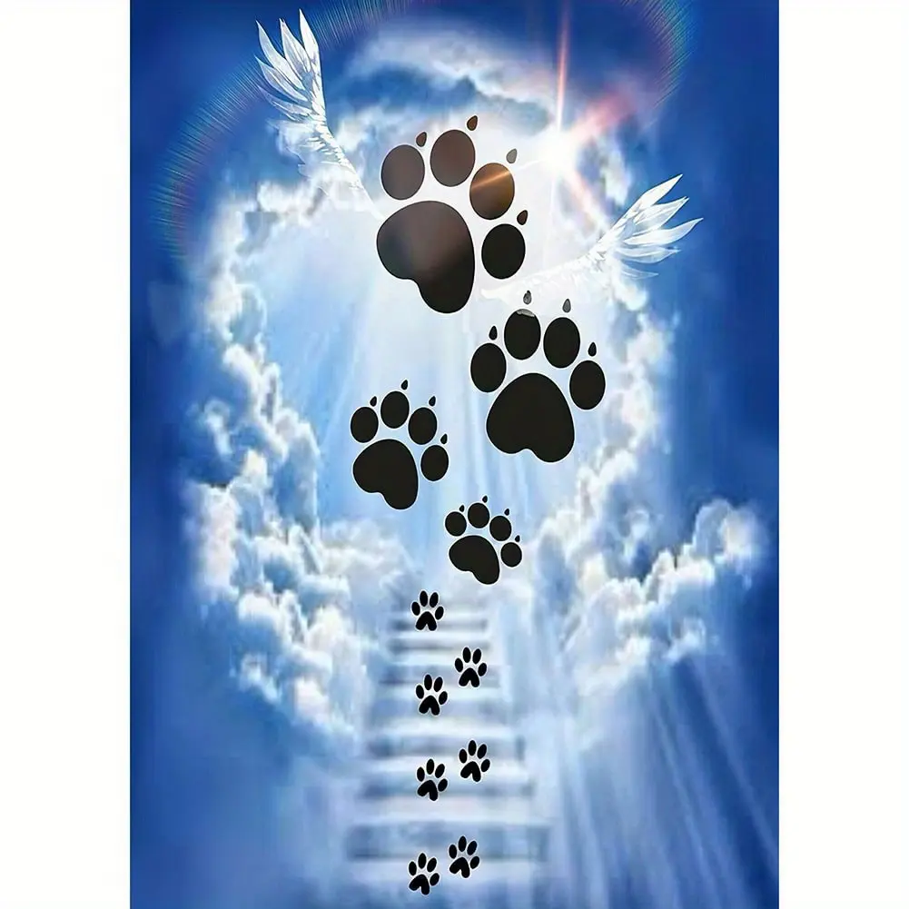 1pc Dog Paw DIY Diamond Painting Kit, Acrylic Full Drill Round Diamonds Embroidery Craft - Pet Memorial Wall Art Decor - For Adults - Perfect Gift for Animal Lovers