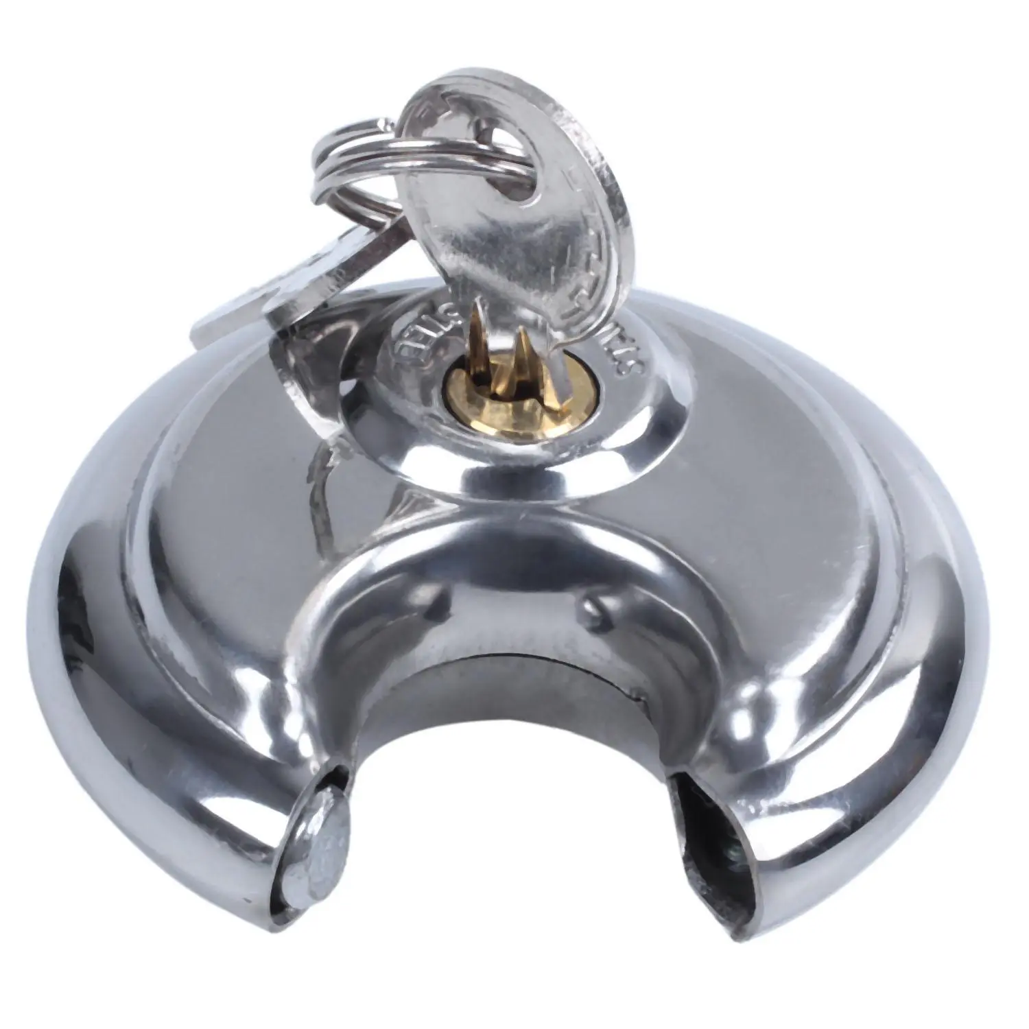 70mm Heavy-Duty Disc Padlock in Stainless Steel, Weatherproof and Rustproof Keyed Lock for Warehouse, Gate, and Outdoor Security, Disc Shape, Door Lock, Gate Security, 70Mm X 27Mm