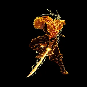 Anime Lightning Samurai Zenitsu Sticker,  Yellow Thunder Sword Aesthetic Vinyl for Laptop Car