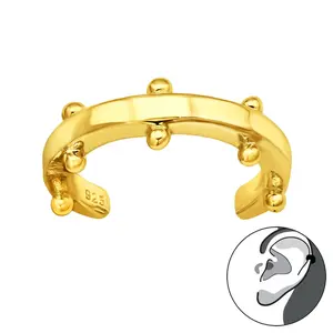 Gold Plated Patterned Ear Cuff 925 Sterling Silver