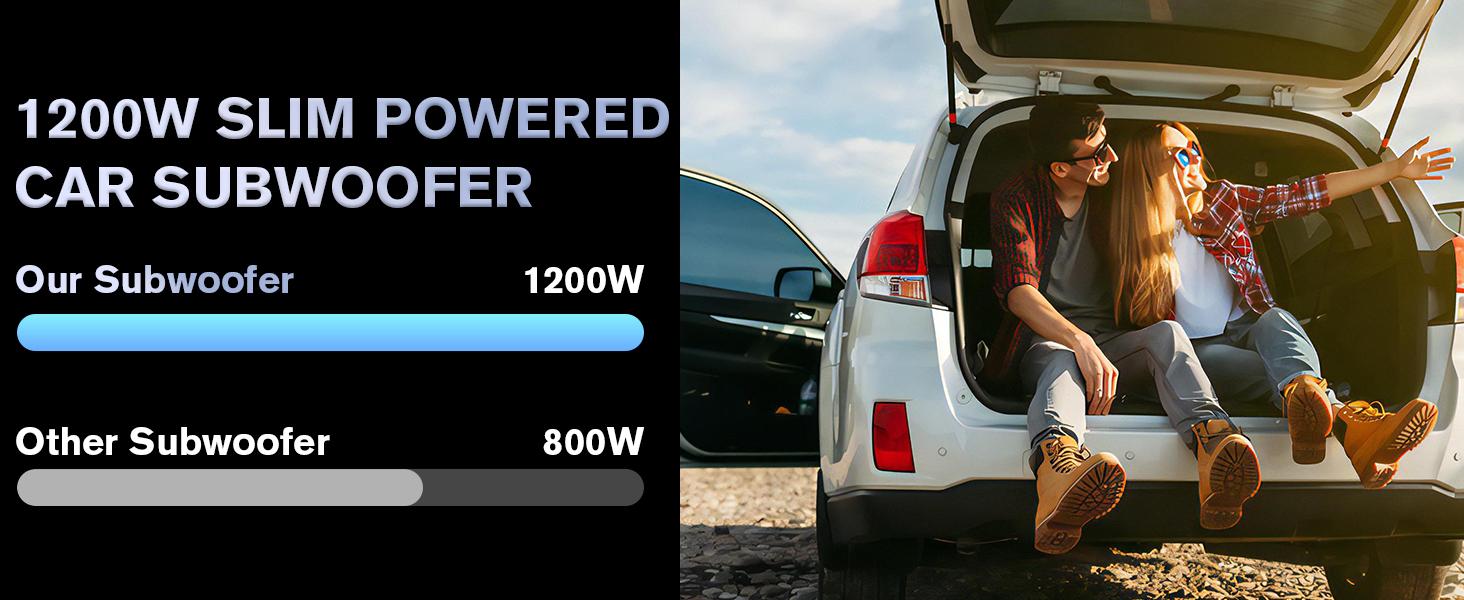 10 inch 1200W ultra-thin under-seat active car subwoofer, efficient heat dissipation, slim appearance