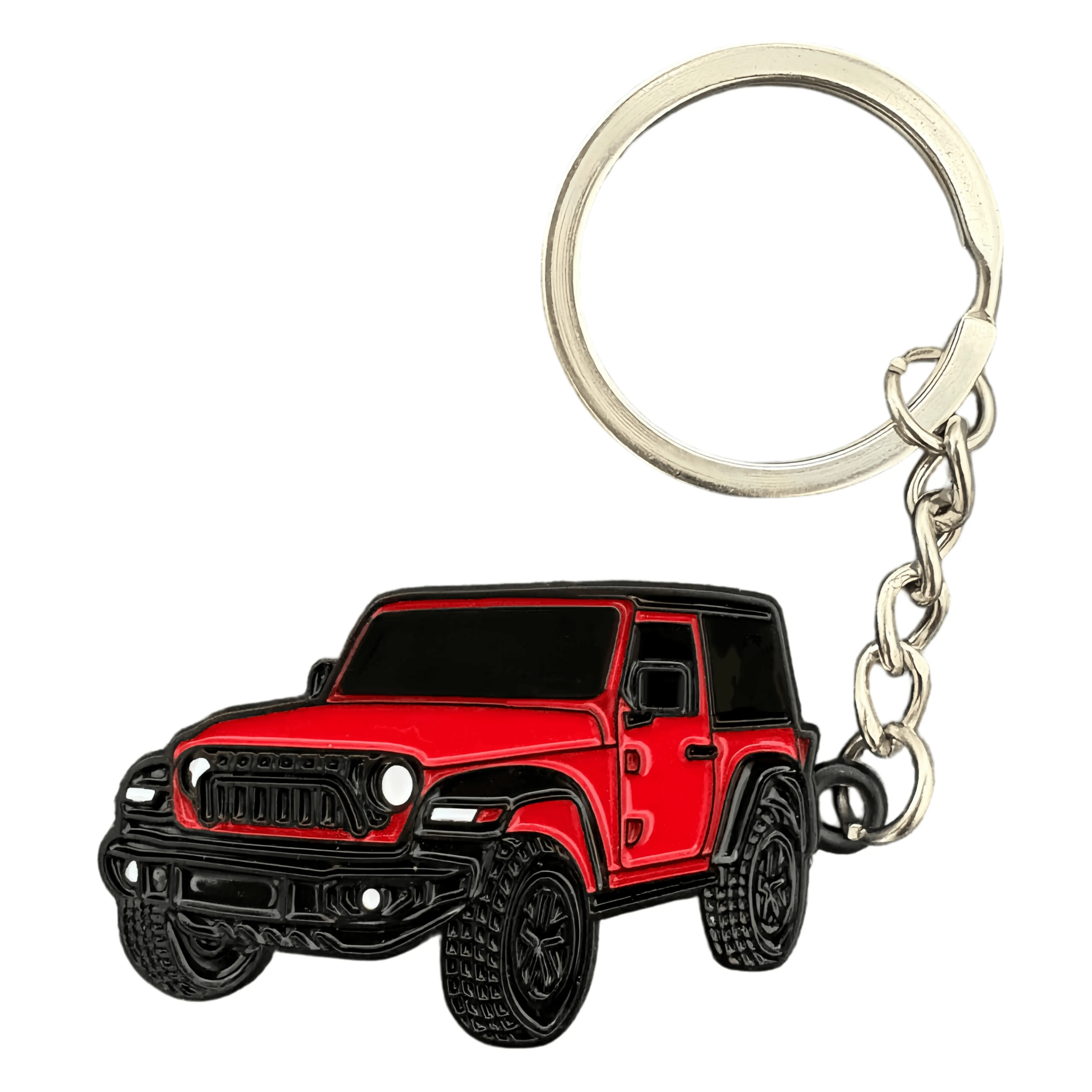 Symmetric Double-Sided Enamel Zinc Alloy Heavy Duty Keychain - 35mm Glossy Paint, Scratch-Proof, Fade-Proof Off-Road Emblem Decal Key Ring for Off-Roading Enthusiasts, Ideal Birthday Gift for 2-Door Wrangler Owners, Heavy Duty Key Ring
