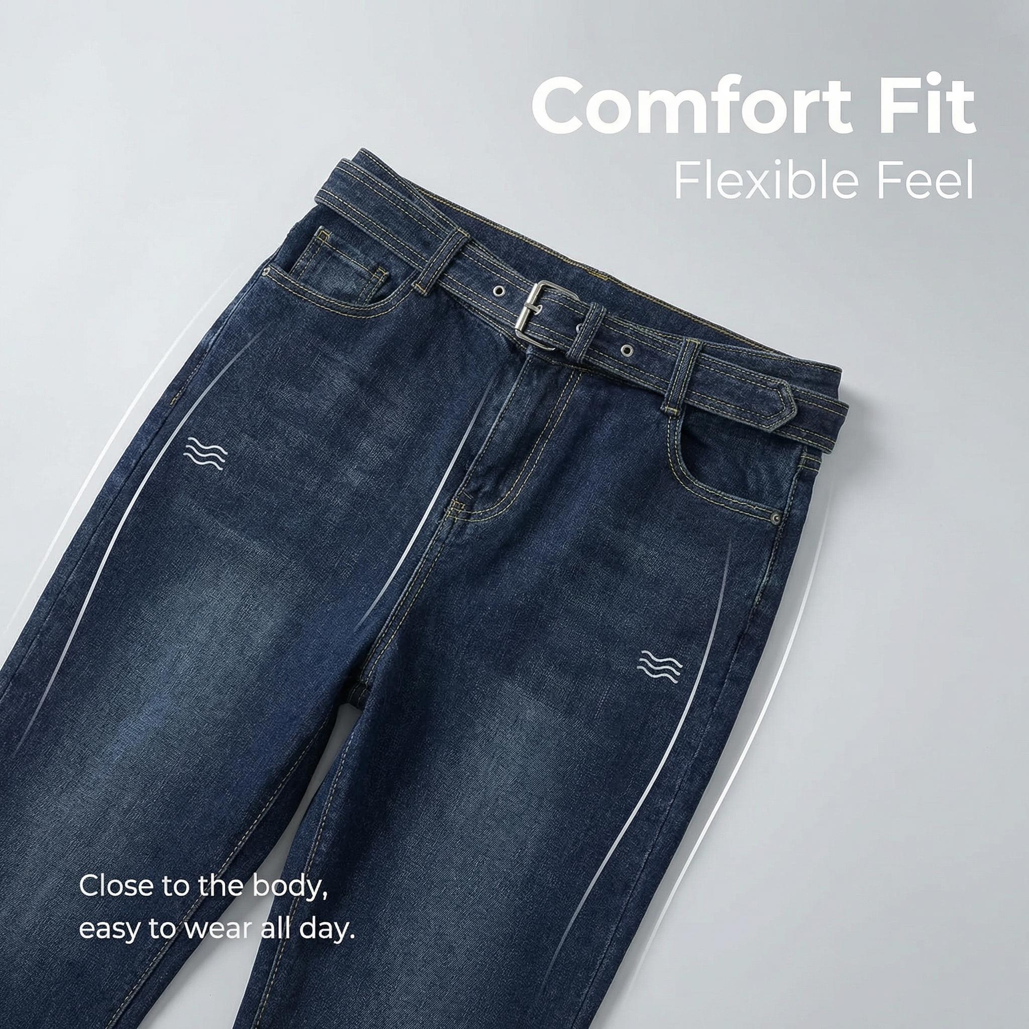 Women’s Flare Jeans Bell Bottoms Stretchy Flattering Dark Wash Denim Pants With Belt Y2K Vintage Grunge Alt Casual Streetwear