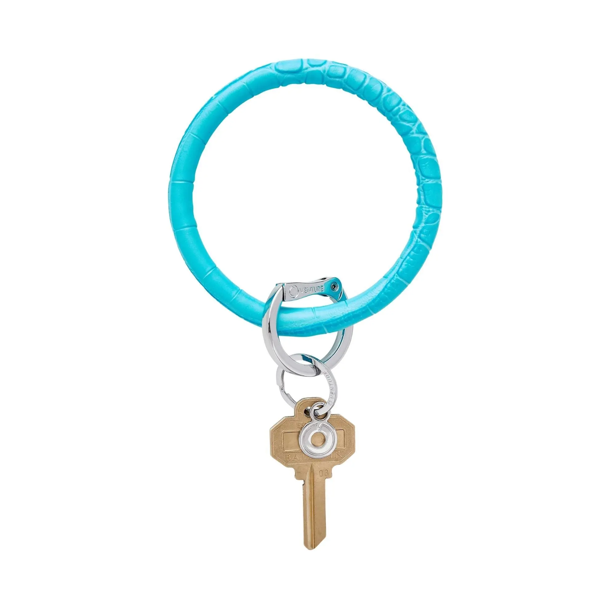 Leather Big O® Key Ring - Peacock Croc-Embossed