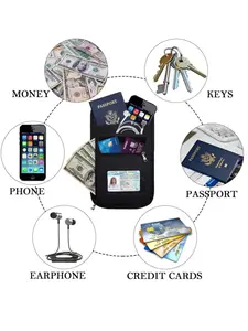 Passport Holder for Travel, Neck Pouch Travel Wallet With RFID Blocking, Waterproof Lightweight Passport Wallet for Women and Men