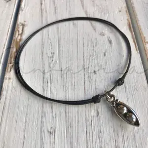 Two Peas in a Pod Charm Black String Anklet