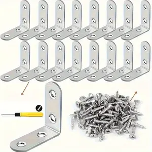 20-Pack 90 Degree Corner Brackets, Metal Iron Angle Supports, Wall Mounted Bracket for Shelves Tables Chairs, Heavy Duty Durable