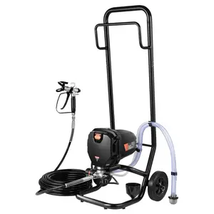 750W Stand Airless Paint Sprayer With Cart, 3000 PSI High Efficiency Electric Airless Sprayer For Home Interior And Exterior Painting Of Furniture, Cabinets, Fences, Decks, And Walls, Delivers Fine, Even Coating