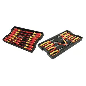 Wiha Tools 32989 Insulated Pliers / Cutters / Screwdriver Set in Tray, 28 Pc.