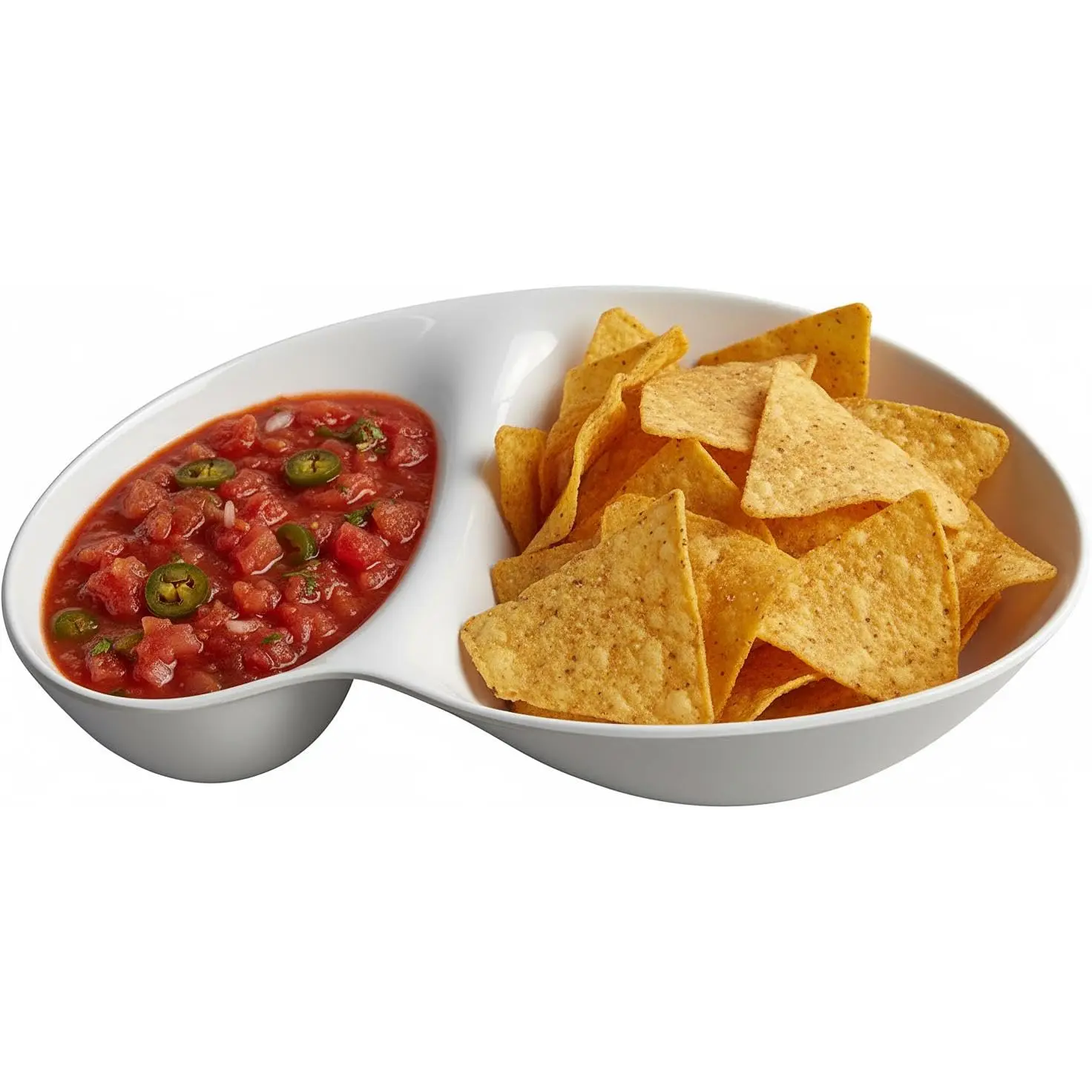 LUSHIG Melamine Chip and Dip Serving Set - BPA-Free Melamine Material Divided Bowl with Compartments, High Walls, Tray and Plates (White)