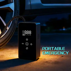 Portable Tire Inflator, 150 PSI Air Compressor, Digital Dual Display, LED Light for Night Use, Suitable for Cars, Motorcycles, Bikes and Balls