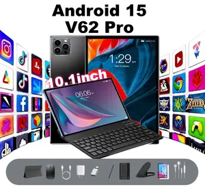 V62 Pro 10.1-inch Android 15 Tablet 8000mAh Battery 12GB RAM 128GB ROM Free Keyboard Mouse Stylus Protective Case Stand for Office Home Gaming Videos
