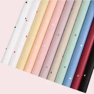 Elegant Flower Wrapping Paper Solid Color Hearts Design 20 Sheets Waterproof for Roses Bouquet Wraps & Gifts Wrappingpaper
