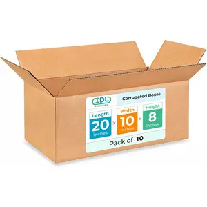 Large Shipping & Moving Boxes 20x10x8 inches (10-Pack) - Extra Strength 200 lb vs Regular - Corrugated Moving Boxes for USPS/UPS - Packing Box for Moving - Shipping Box by IDL Packaging