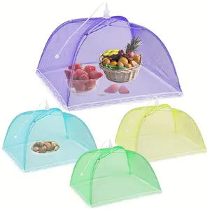 4pcs 17-Inch Pop-Up Mesh Food Cover Tents, Large Reusable Foldable Screen Protector, Outdoor Food Cake Dome, Screen Tent, BBQ, Prevents Flies and Mosquitoes