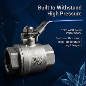 G1/2 stainless steel full port ball valve -1000 WOG, suitable for pipelines such as water, oil, and natural gas, with locking handle (blue)