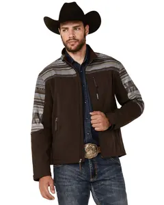 Hooey Men's Serape Striped Print Color Block Softshell Jacket - Hj129spbr