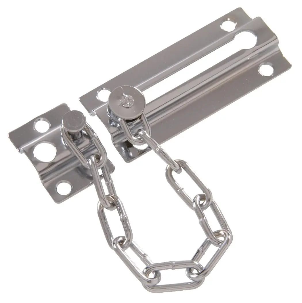 Satin Chrome Finish Carded Door Chain, 4.4x6.1x8.2in Home Security Door Hardware Accessory