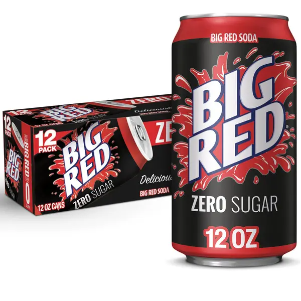 Big Red 0 Sugar Soda – 12 Pack, Refreshing Carbonated Soft Drink