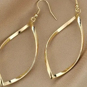 Earrings - 18K Gold Plated Craftsmanship - Chic Twisted Hollow Design - Lightweight Hypoallergenic Jewelry - Elegant Simple Style for Everyday Charm - Perfect Fashion Gift for Her hypoallergenic surgical steel earring