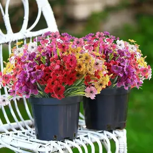 Artificial Flower Potted Plant, 12pcs/set Colorful Lifelike Artificial Flower Faux Flower Potted Plant, Decorative Flower for Home Garden Holiday Outdoor Decoration, Bouquet