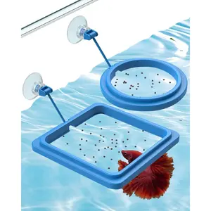 2 count Fish Feeding Ring for Aquarium - Round and Square Floating  Feeder with Suction Cup for Betta, Goldfish, Guppy, Turtle & Small Fish