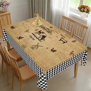 1pc Vintage Farmhouse Cow Rooster Printed Tablecloth, Restaurant Decoration Tablecloth For Chicken Lover, Party Countertop Decor, Daily Home Kitchen Tablecloth, Indoor And Outdoor Use, Autumn Thanksgiving Gifts For Family And Friends table  linens