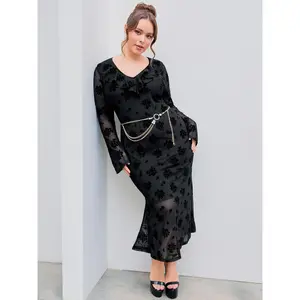 Cider [size 12/14-26] Mesh Sweetheart Rose Belted Maxi Dress  Curve & Plus