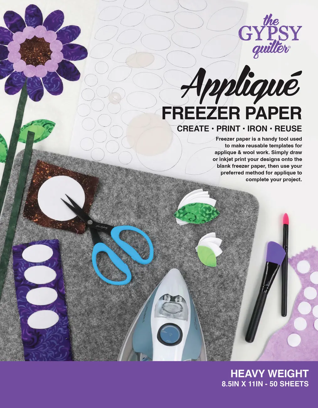 The Gypsy Quilter 50ct Heavy Weight Applique Freezer Paper 8.5x11" TGQFP811H