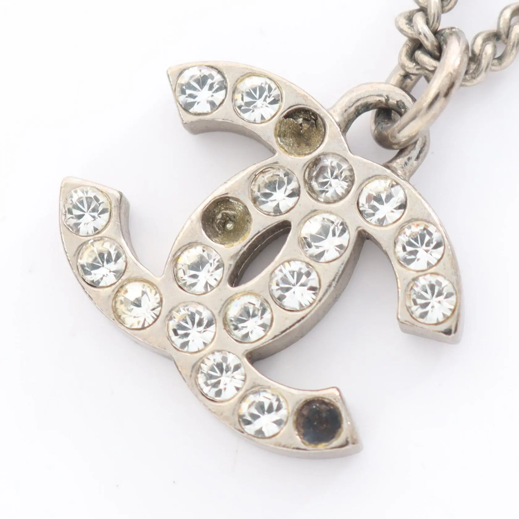 Pre-owned CHANEL Stainless Small Leather Goods Coco Mark Necklace